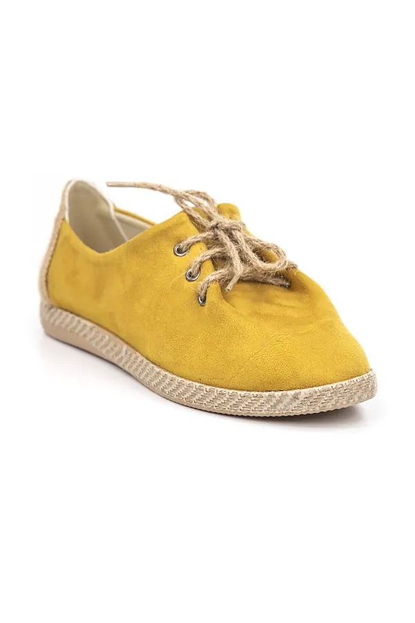 Hardal Süet Bağcıklı Espadril