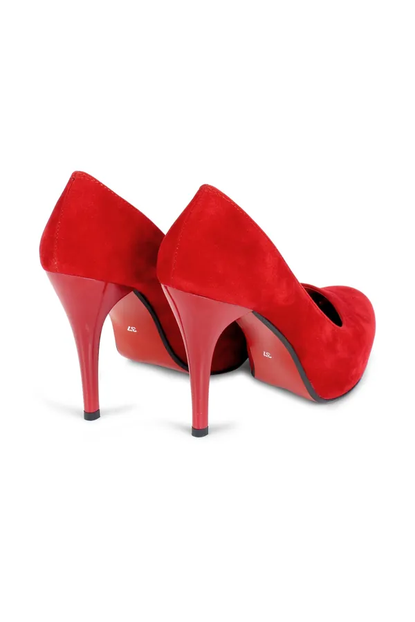 Kırmızı Süet Stiletto