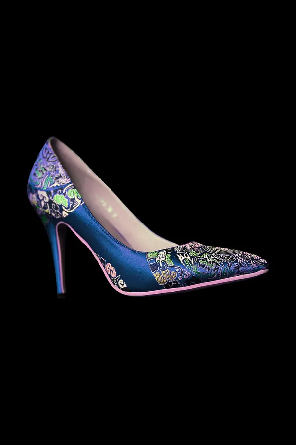 Lacivert Desenli Stiletto