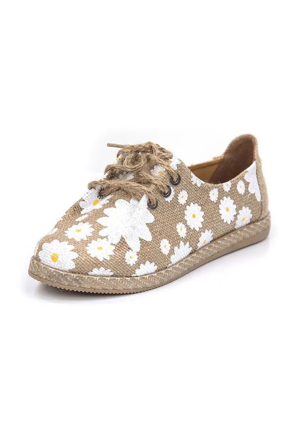 Papatya Desenli Espadril