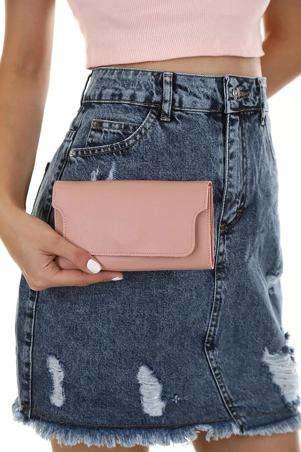 Pudra Deri Zarf Clutch